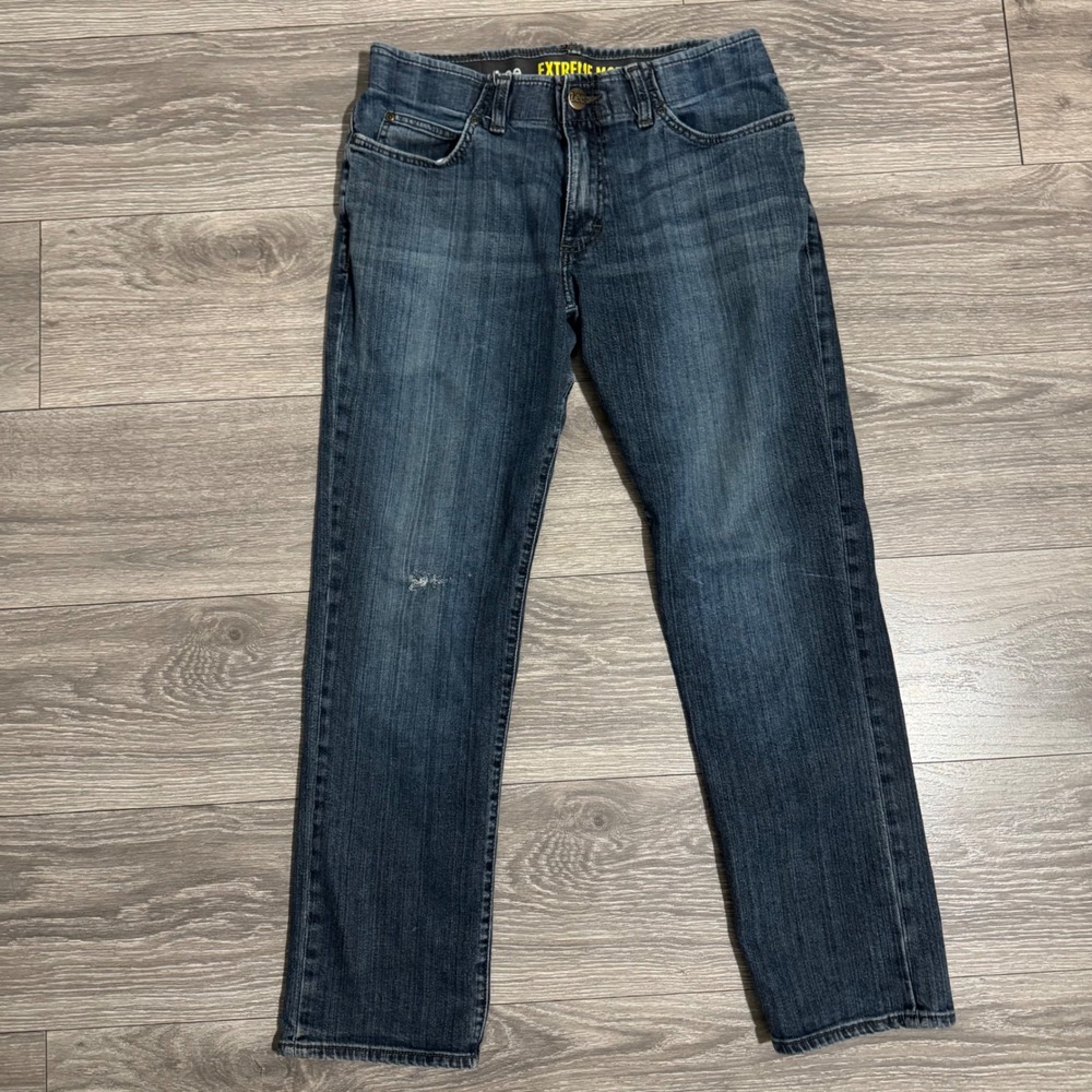 Lee Extreme Motion Men Jeans 32x30 Straight Fit Tapered Leg Blue Denim